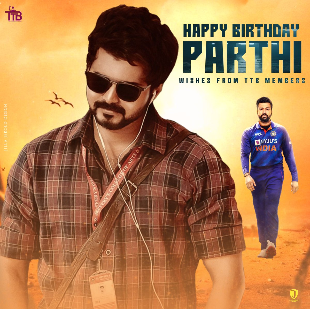 Happy To Release Special Birthday Poster For Our Thalapathy Fan & Our TTB Family Member @PARTHIVJ_4544 🥳🎉

Have A Great Year Ahead, Best Wishes From #TeamThalapathyBloods 💐

Design: @JILLA_JEROLD

#Varisu @actorvijay #Leo #BloodySweet