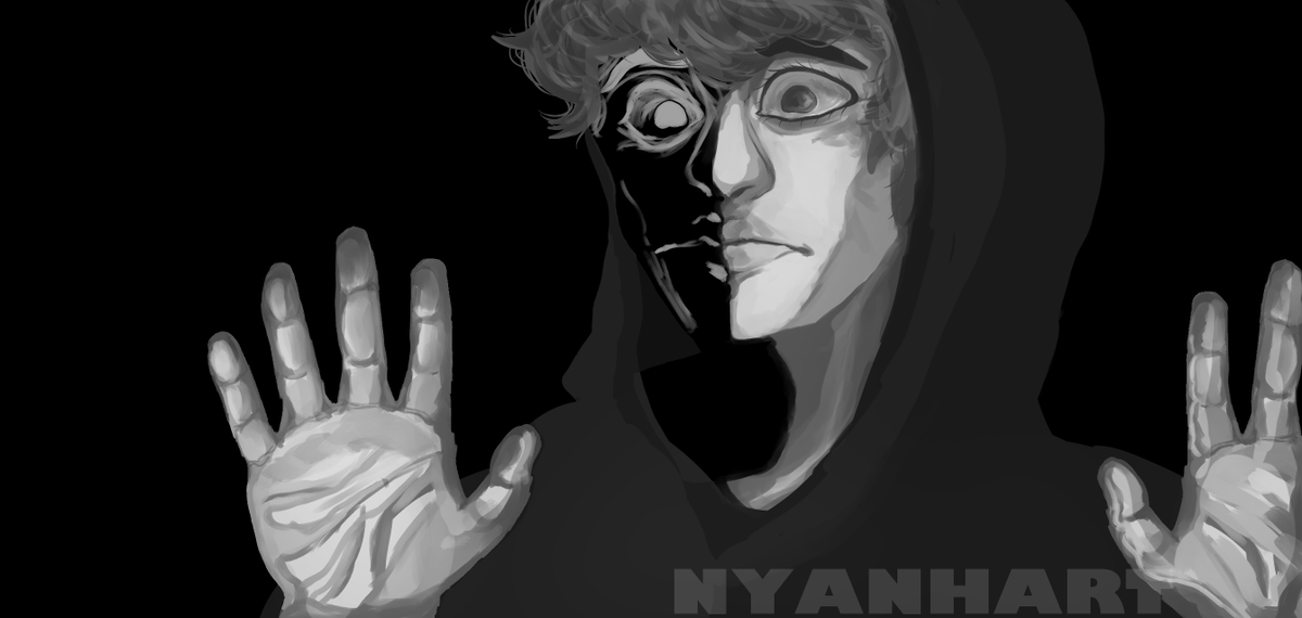 nyanhart's tweet photo. the fate of the jester
chapter one
as the boy lay there dormant
all of his humanity drained into a murky puddle
milky eyes cut through the
blackness of the bedroom
a spectator
he was no longer the hero of the story
just a cog in the machine

#mandelacatalogue https://t.co/pVqEU8IfhX