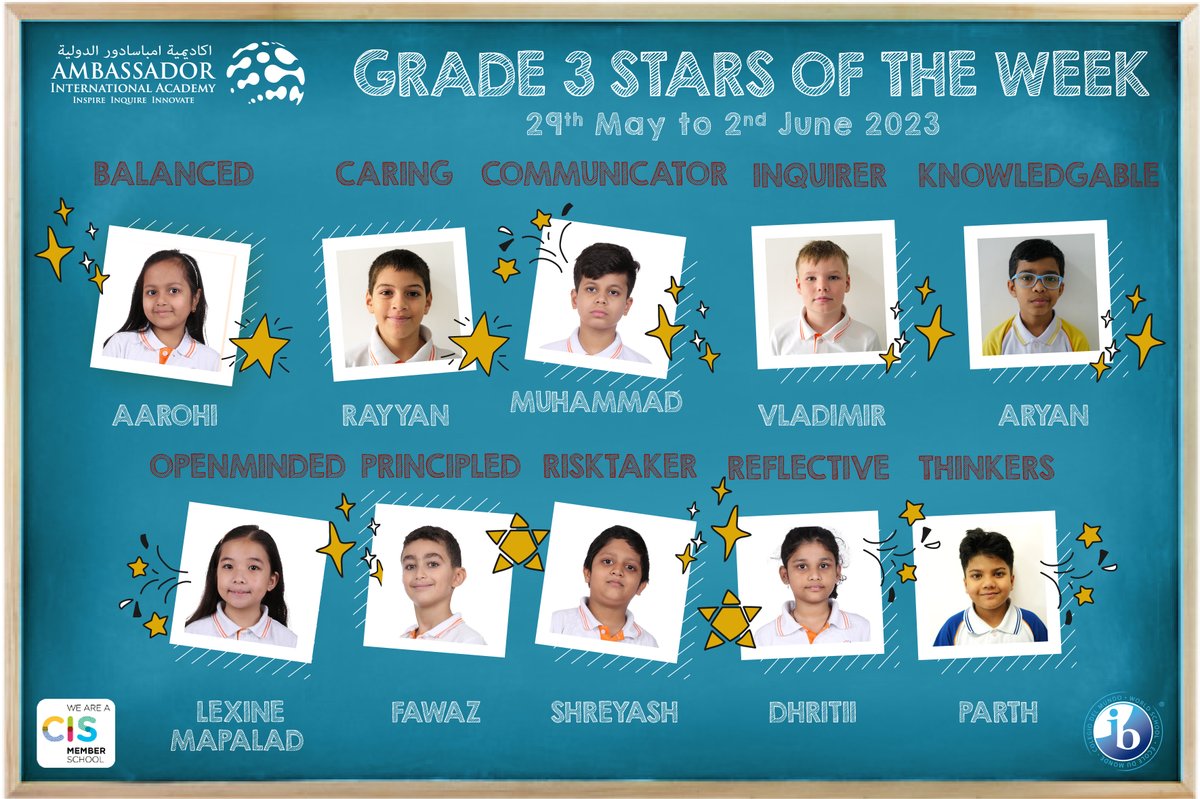 Congratulations to all our ⭐️Stars of the Week⭐️ in the PYP.

#AIADubai #IBEducation #AIAPYP #starsoftheweek #studentsuccess #dubaischools #ibschool #dubaieducation