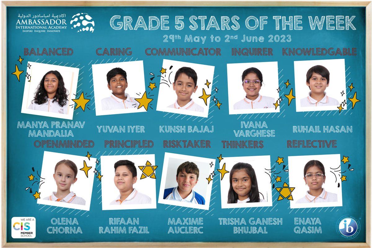 Congratulations to all our ⭐️Stars of the Week⭐️ in the PYP.  

#AIADubai #IBEducation #AIAPYP #starsoftheweek #studentsuccess #dubaischools #ibschool #dubaieducation