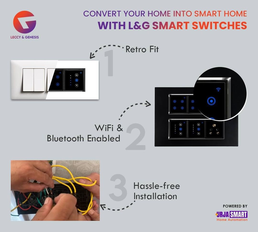 Change your Traditional Switches to Smart Switch with L&G Retro Fit Switches. 

✅Compatible with Alexa & OK Google. 
✅No Re-wiring Required 
✅Roma Fit
✅Remotely Operate

Buy Now : leccygenesis.com/products/buy-l…

#smarthome #smartswitch #touchswitch  #alexa  #leccygenesis #urjasmart