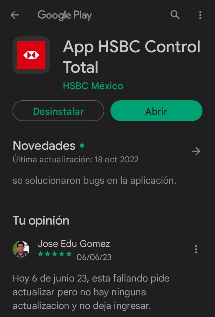 @HSBC_MX  App Control Total esta fallando, no hay actualizacion que pide para ingresar.