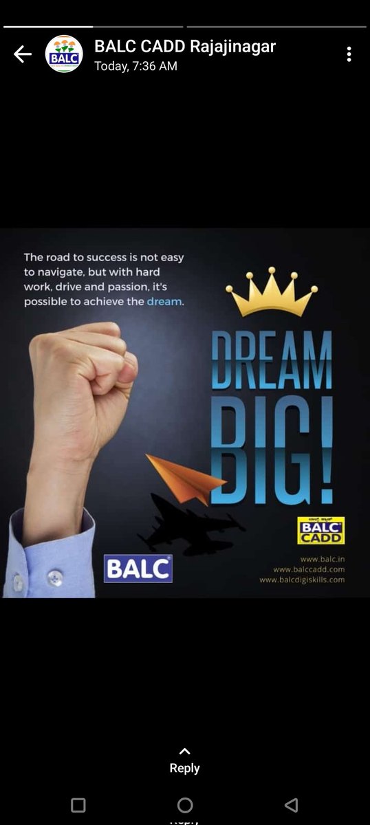 BALC_Jayanagar's tweet image. Every Step You Put Leading To The Success, But The Achieving That Success Is The Big Thing ....... Dream Big....
#balc
#education
#programmingcourses
#Professionalcourses