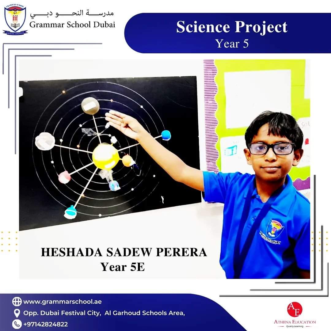 Heshada from Year 5E explaining about the solar system.
#explain #solar #earth #solarsystem #grammarschooldubai #athenaeducationuae