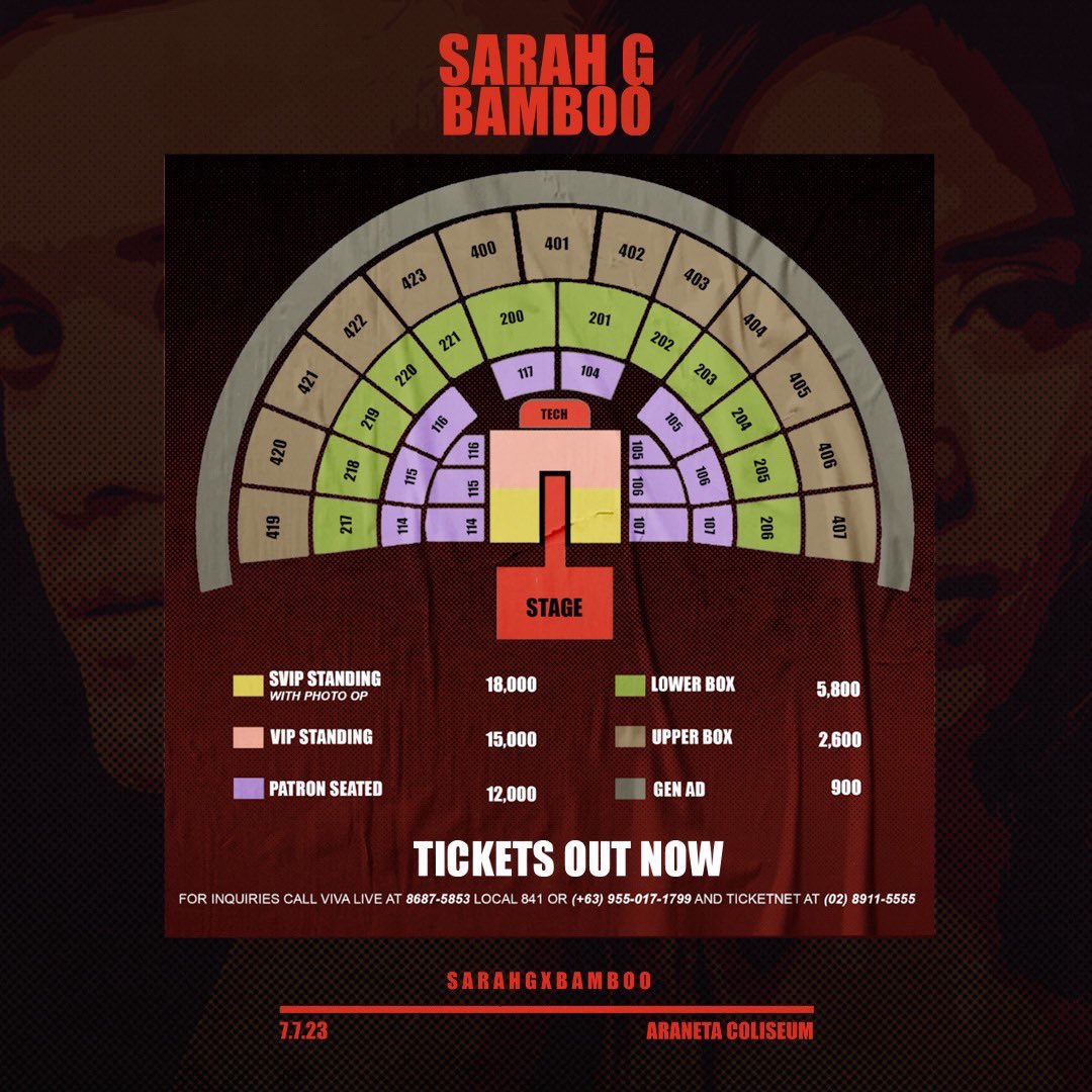 TICKETS ARE NOW AVAILABLE!!!

Do not miss the powerful collaboration of two influential singers in the country!✨

SARAH G x BAMBOO happening here at #TheBigDom on July 7, 2023. Tickets available via TicketNet outlets and website 

#AshBooConcert