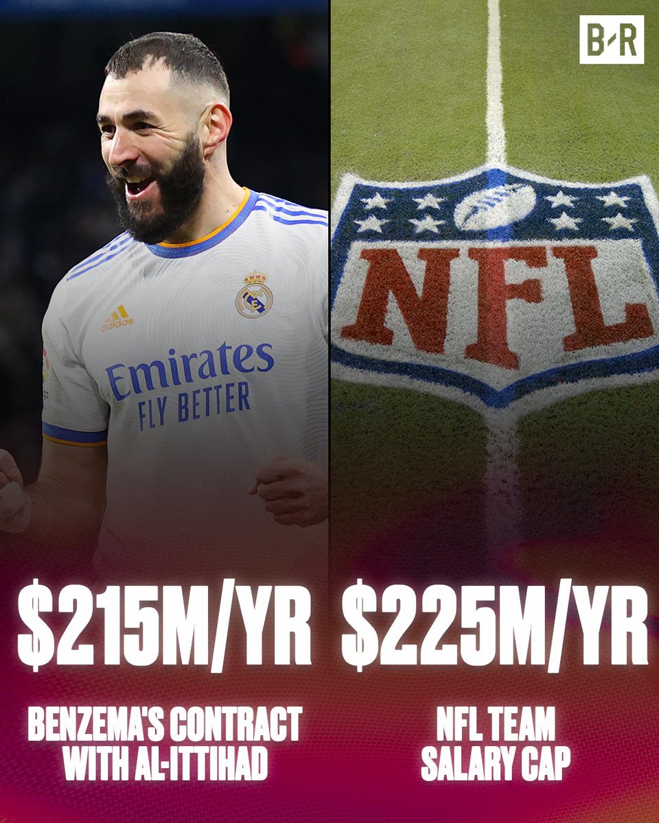 Karim Benzema’s new contract is almost as much as an NFL team’s yearly salary cap 🤯 @brfootball 

His deal is $643M over 3 years