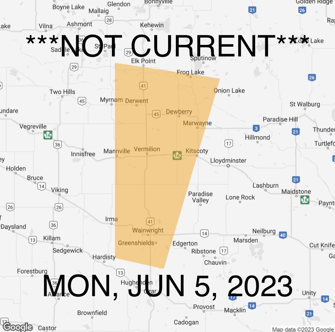 IWeatherAB's tweet photo. #abstorm We’ve received a report of a possible damaging tornado from Monday at 3:49 PM in #Marwayne #Alberta, just northwest of #Lloydminster. We hope everyone stayed safe! If you have any further reports of damage, please let us know.
Thank you in advance for your help.
Sincerely,
- Adam & the IW team
@NTP_Reports @ECCCWeatherAB
