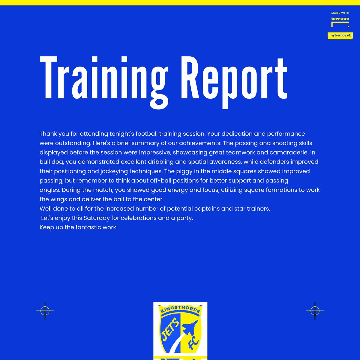 The boys who were at training, worked incredibly hard and showed lots of what we've focusing on Well done all

#KingsthorpeJets #KingsthorpeJetsVipers #YouthFootball #Under9s #NDYAL  #GrassrootsFootball @NorthantsFA #Football @kjyfc #WorkHard #EnjoyYourself #LoveTheGame #Training