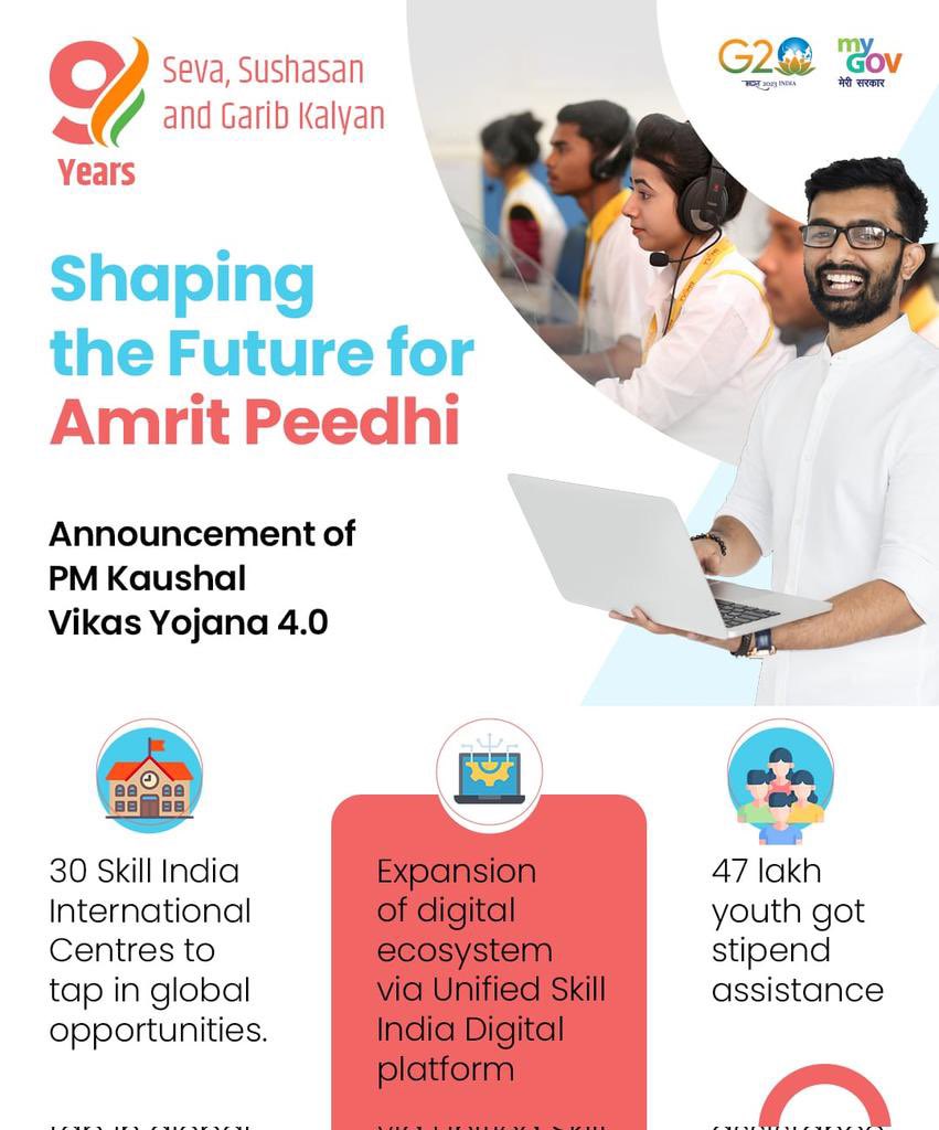 KirenRijiju's tweet photo. Hon’ble PM @narendramodi's PM Kaushal Vikas Yojana 4.0 is paving the way for our youth by providing skill development and numerous job opportunities. Celebrating #9YearsOfEmpoweringYouth and #9YearsOfService
@MSDESkillIndia https://t.co/0BSBmOpRYG