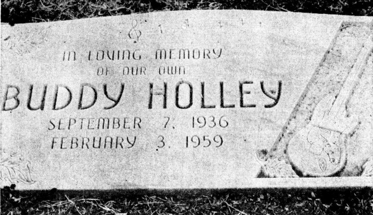 Buddy Holly's tombstone. His tombstone reads 'Holley', the correct spelling of his given surname.