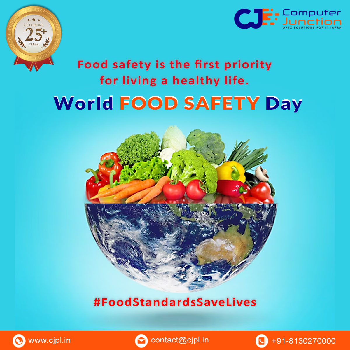 cjpl_in's tweet image. Good Food brings good health!
This year the theme of World Food Safety Day is Food Standards Save Lives. Food standards are necessary to protect lives and reduce the risk of food contamination.
Happy World Food Day to all!
#WorldFoodSafetyDay #foodsecuritymatters #cleanfood #cjpl