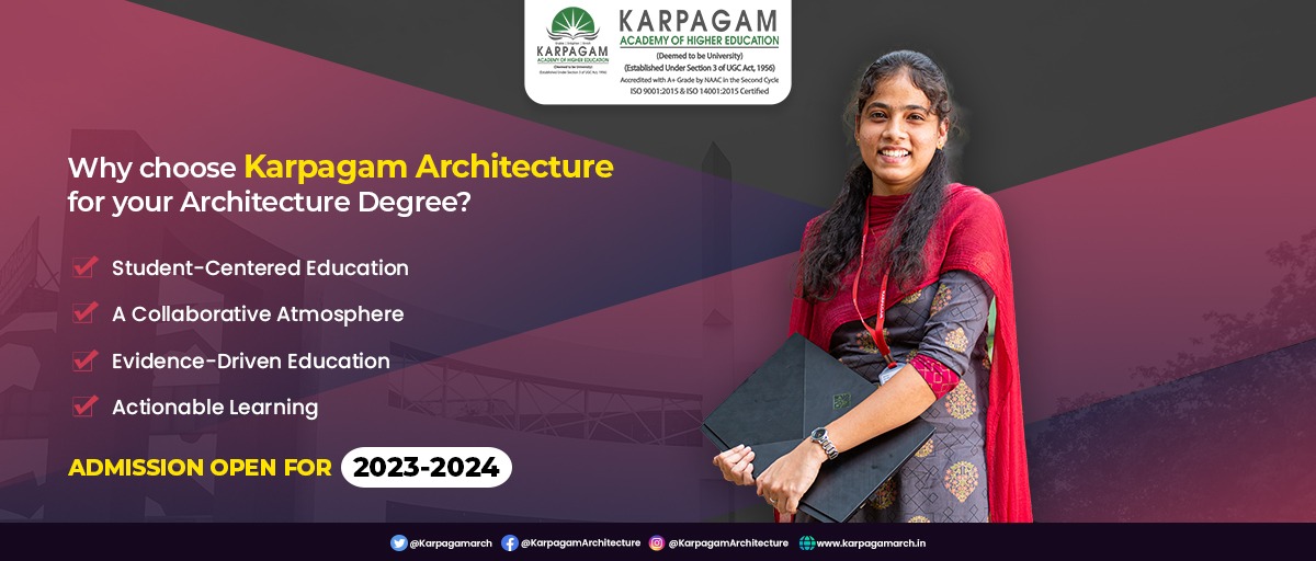 wekarpagamarch's tweet image. Do you want to be an architect? Karpagam Architecture is an excellent place to begin your adventure! Learn the ropes from industry experts that can help you develop your creativity in order to design unique, innovative buildings that will impact the future. 
#ArchitectureColleges