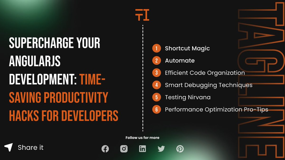 InfotechTagline's tweet image. Boost your AngularJS development skills with these time-saving productivity hacks! 🚀 Learn valuable tips and tricks to level up your coding game.
#DevelopmentHacks #productivitytips #taglineinfotech #AngularJS #angularjsdeveloper
