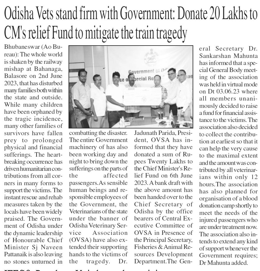 Proud to be a member of odisha veterinary service association