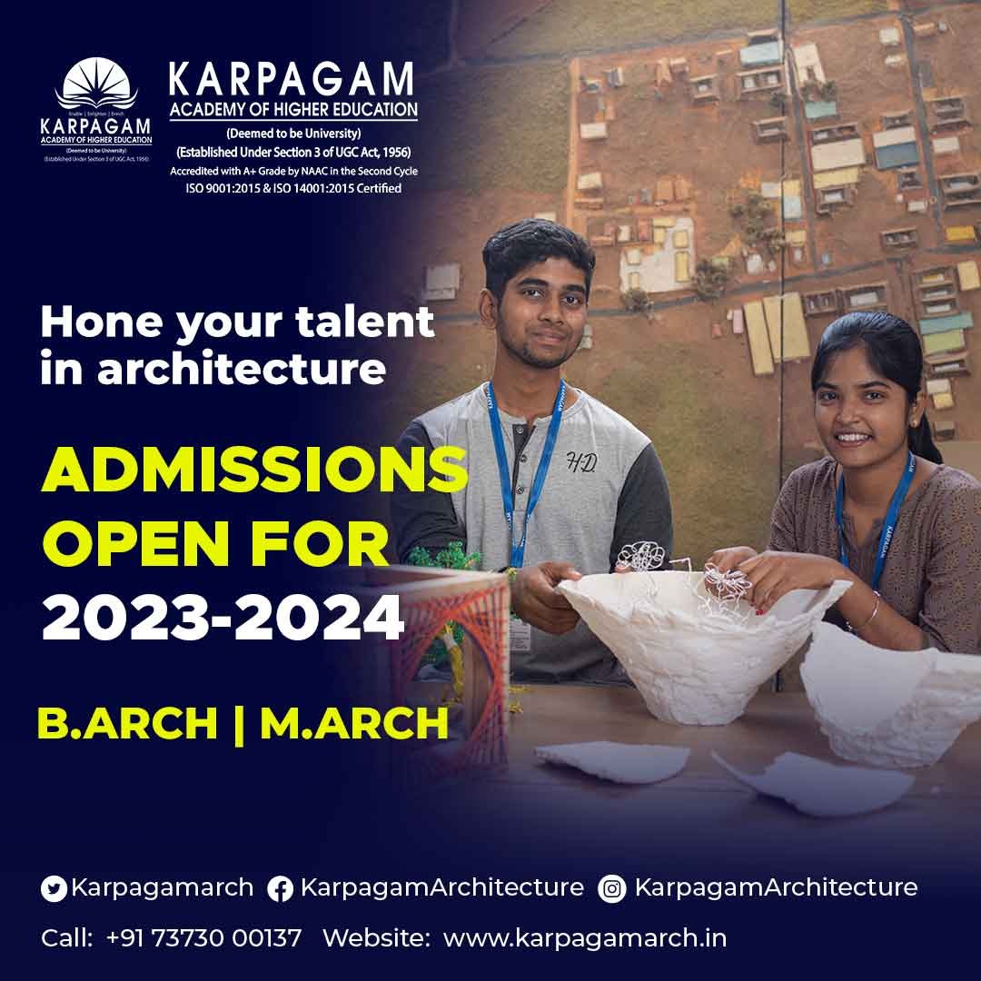 wekarpagamarch's tweet image. We feel that architecture is a part of humanity&apos;s quest to adapt to change and endure. The prestigious B.Arch program at Karpagam Architecture strives to shape future architects into important thinkers and practitioners.

#ArchitectureColleges #ArchitectureCourses #NATAExamTips