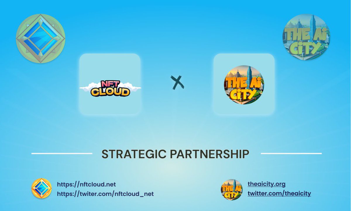 💥  PARTNERSHIP ANNOUNCEMENT  

😀 NFTCloud  x  @theaicity

📣  NFTCloud.net is thrilled to be collaborating with TheAiCity

Detail : t.me/nftcloud_ann/1…
#cloud #NFT #partnership