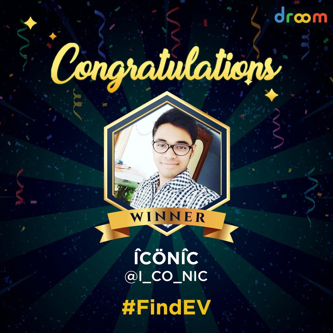 letsdroom's tweet photo. Here we have the WINNER for #FindEV 🎉 Thank you to everyone who participated & made it more fun. We would request @I_CO_NIC to kindly DM us with email & address details ASAP so that we can send the Droom Goodies.
.
.
#Contest #Contestwinner #TwitterContest #Contestalert https://t.co/I88237Y9YF