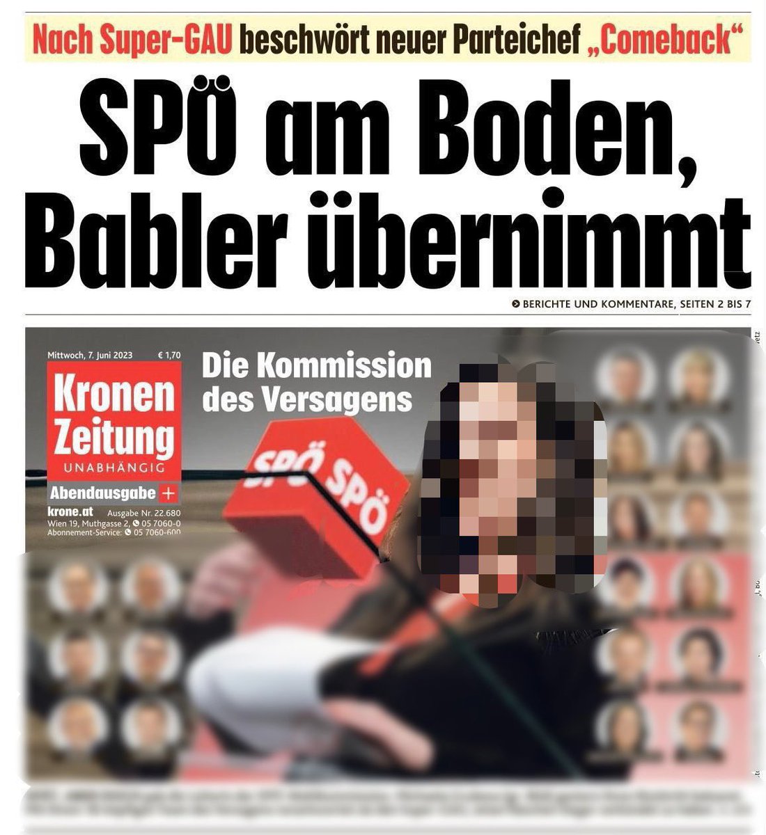 Ja die Wahlkommission hat einen Fehler gemacht. Aber es rechtfertigt mM nach nicht solche Titelbilder. Während wir „nur“ eine interne Wahl versemmelt haben, wollten die einen ganz Österreich in Ibiza verschachern und die anderen waren haben sich als Hure der Reichen präsentiert.