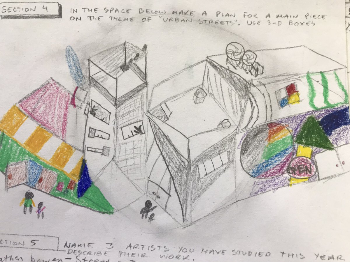 Amaia_Movie's tweet image. I&apos;m always trying to teach inventiveness &amp;amp; personal response, so was happy to be impressed by the level of imagination &amp;amp; vision shown in the &quot;Urban Landscape&quot; studies made during the Year 8 art test. #Year8Art #Visualisations #ArtisticDevelopments #ArtIdeas #HappyArtTeacher