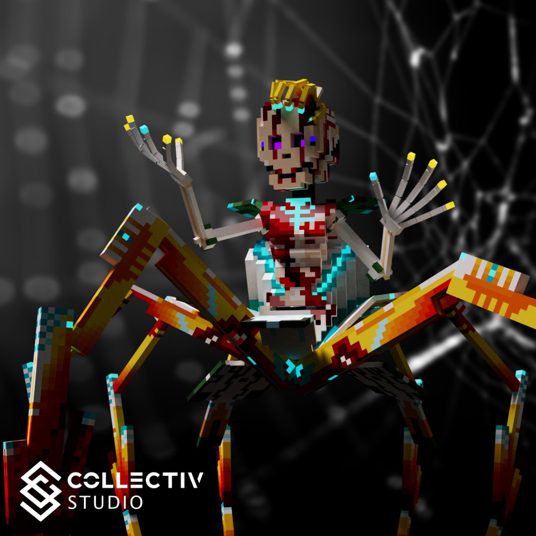 CollectivCrafts's tweet photo. 🕷️ Get up close and personal with our mesmerizing Spider Queen! 🌟 #thesandbox #voxelart #voxedit https://t.co/dNa5DJpNai