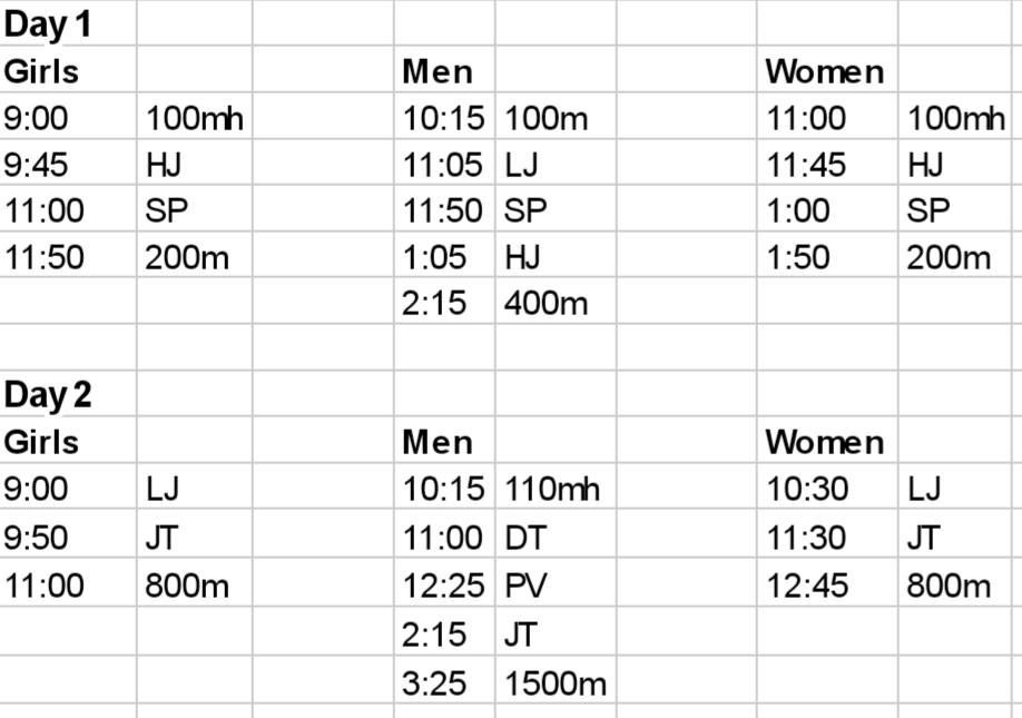 Revised TGA schedule for June 3-4