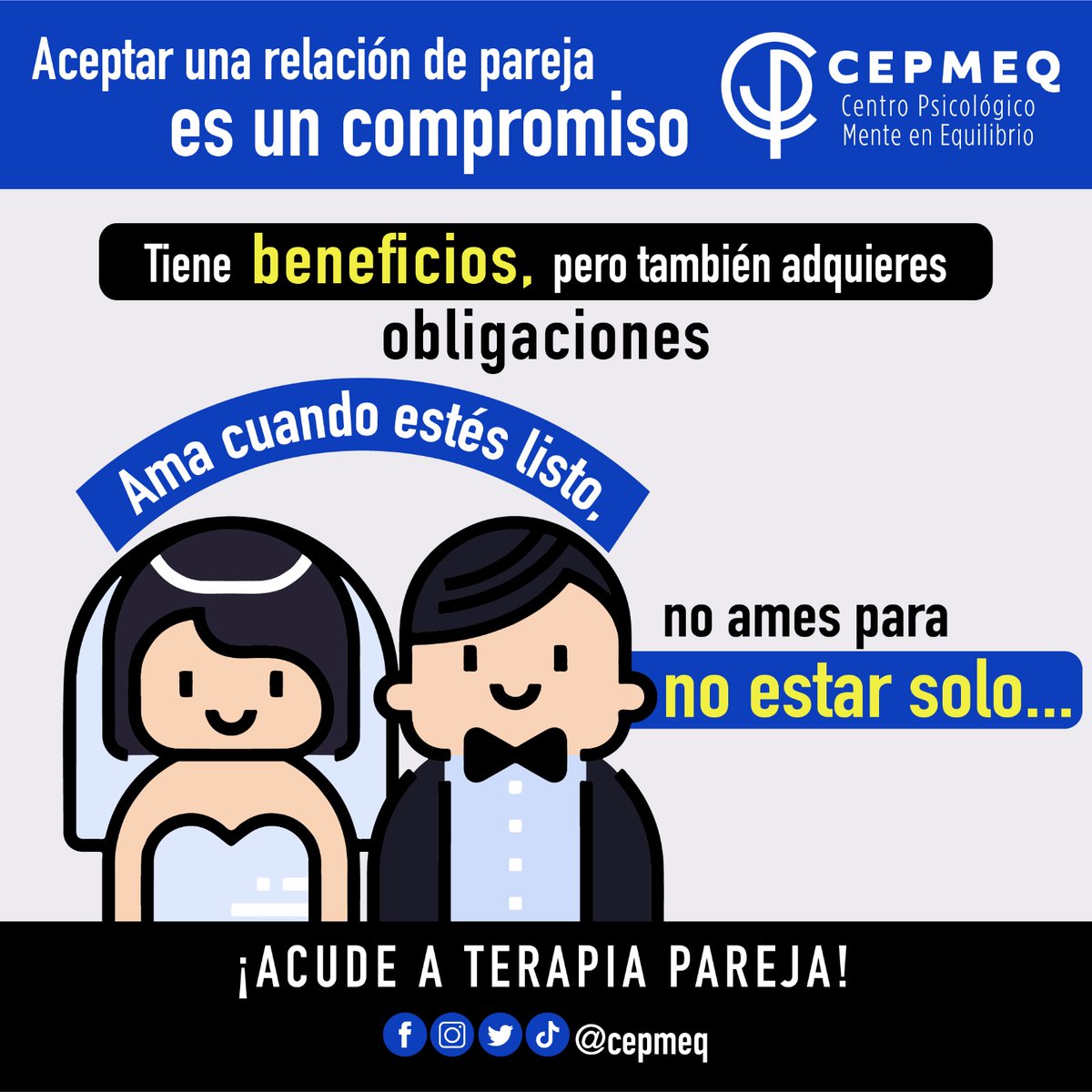cepmeq's tweet photo. Con comunicación se puede encontrar solución ante crisis de pareja. Recuerda que contamos con terapia presencial u online.
Contáctanos al ☎️ 5537258152
#couples #couplegoals #terapiadepareja #saludmental #matrimonio #novios #mentalhealth #mindfulness #amor #bettertogether https://t.co/Dv3g1XWWxI