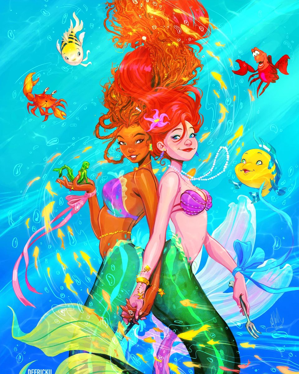 I was so emotional and inspired watching this beautiful retelling of my favorite tale! I wanted to create a piece that reflected this generational and cultural overlap that this film has brought to fans all over! #Halle was perfect for this! 
#LittleMermaid #Ariel #Disney