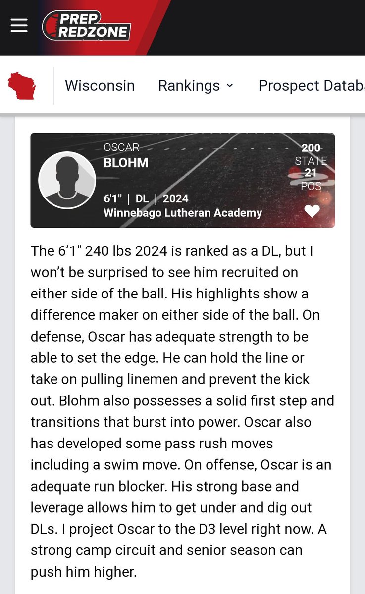 Thank you @MJ_NFLDraft and @PrepRedzoneWI for the write up. I appreciate the kind words. @CoachHenning75 @Coach_Dill @SamBrunsell @PeteyBananas @CoachStegerUMD @Allenbt29 @CoachSheehan12