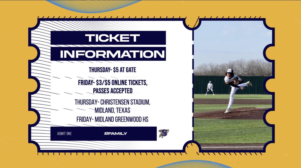Ticket Info for our Regional Finals matchup vs Canyon Randall!! WTD!
Thursday: $5 Cash at the Gate
Friday: Online Tickets: greenwoodisd.hometownticketing.com/embed/event/292