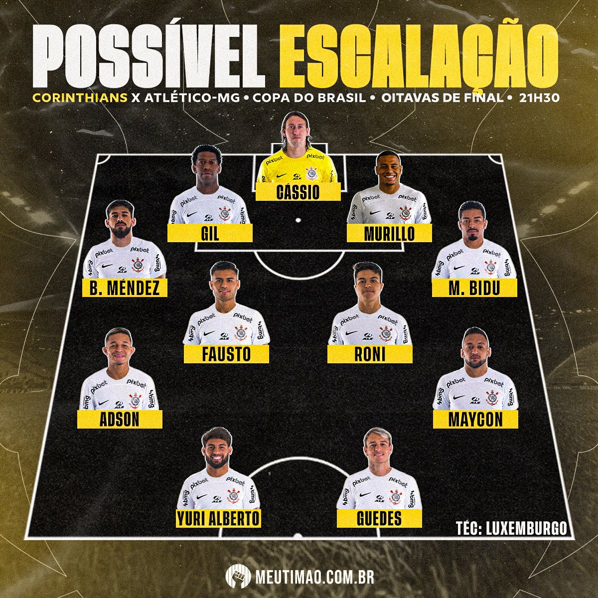 MeuTimao's tweet image. O que acham da possível escalação do Corinthians para enfrentar o Atlético-MG?