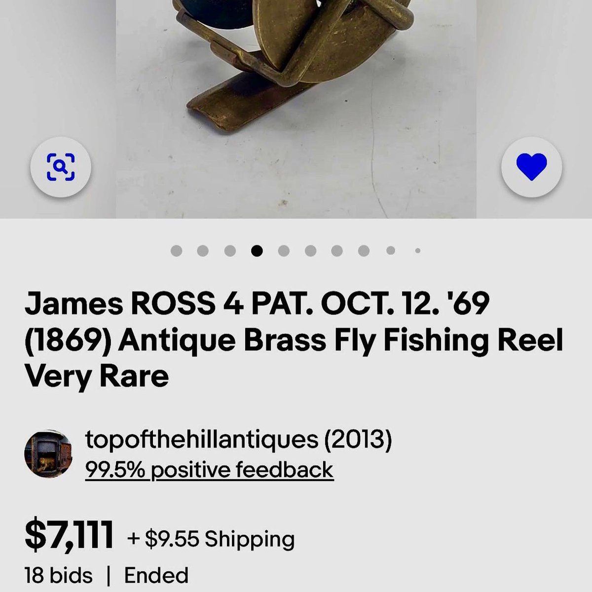 TreasuresFly's tweet image. This insanely rare and historic James J. Ross Fly Reel Patent Dated 1869 from Buffalo NY just sold on eBay for $7,120. #flyfishing #flyreel #flyfishingreels #flyreelcollector #classicflytackle #flyfishingtreasures #flyfishingnewyork #ebaytreasures