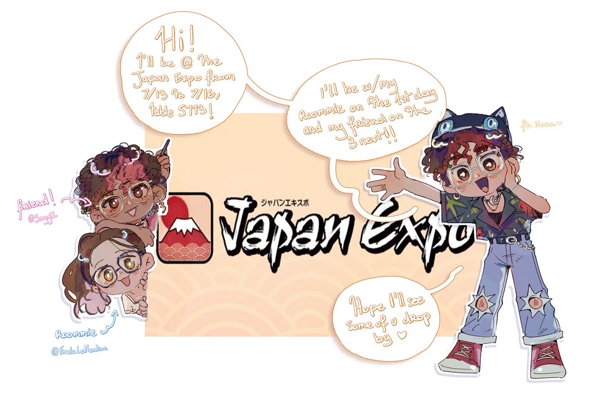 hiii i'll be at the Japan Expo in Paris this July! you should drop by if you're in the area <3 (ft. @Sayyll and @EnaluLeMouton !!)