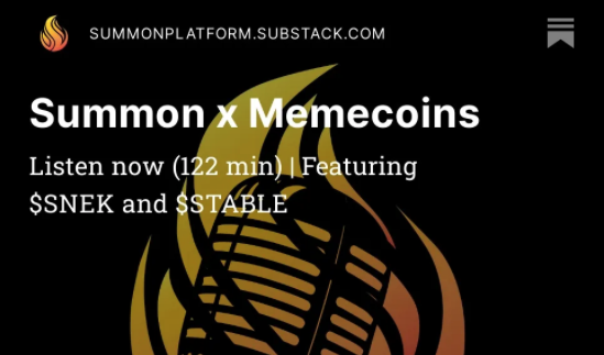 Our newest issue of The Summoner is out!

- Summon X Memecoins Podcast Link
- #Cardano ISPO Update
- Kind Hoofs w/ <a href="/adaGOATS/">GOAT Tribe 🐐</a> &amp; <a href="/UNHCR_CH_Innov/">Switzerland for UNHCR - Innovation</a>
- Liquidcell Joint Venture
- New Tutorials
- Team Profile

🔥 summonplatform.substack.com/p/the-summoner…

Read and Subscribe today!