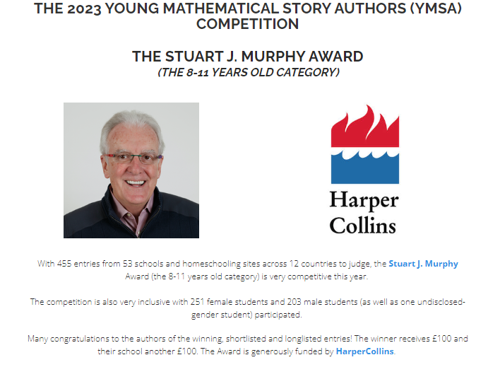 MathsStories's tweet photo. Pleased to announce the winner of our 2023 Stuart J. Murphy Award (part of our Young Mathematical Story Authors competition) is Samara Dhankar (9 yrs old) from Oberoi International School JVLR (India) for her 'When in Doubt, Divide It Out' entry https://t.co/S7FtFDZpUc
#YMSAMaths https://t.co/VQbvZl1C8o