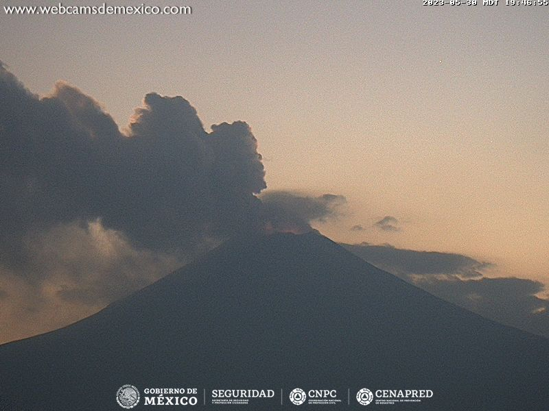 SkyAlertMx's tweet photo. Actualización #Popocatépetl

En las últimas horas las emisiones han reanudado (se observa incandescencia sin infrarrojo). El tremor asociado a estas emisiones incrementó ligeramente alrededor de las 19:24 h.

Vientos dispersan la ceniza al sureste hacia la zona de Atlixco.

🚦AMARILLO 3
🚷radio de seguridad 12 km

Imágenes de @webcamsdemexico desde Tlamacas y Tianguismanalco.