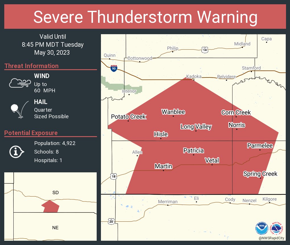 NWS Rapid City on Twitter "Severe Thunderstorm Warning including