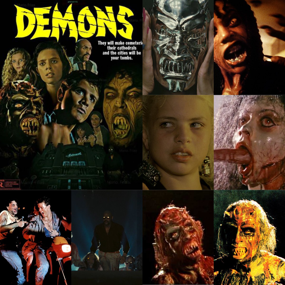 'Demons' a.k.a 'Dèmoni', directed by Lamberto Bava, was released on this day in 1986. Happy horror-versary! 💀🩸 #HorrorCommunity #MutantFam