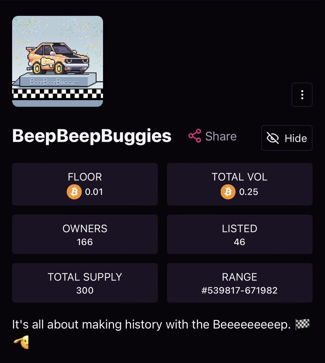 BeepBeepBuggies's tweet photo. No artificial volume manipulation 🟢
Sub 1 million inscriptions ™️
Numerous products currently in development 💻
Available for as low as 0.01 BTC 🧸

Let's do the math. https://t.co/Nvu3qRWLCC