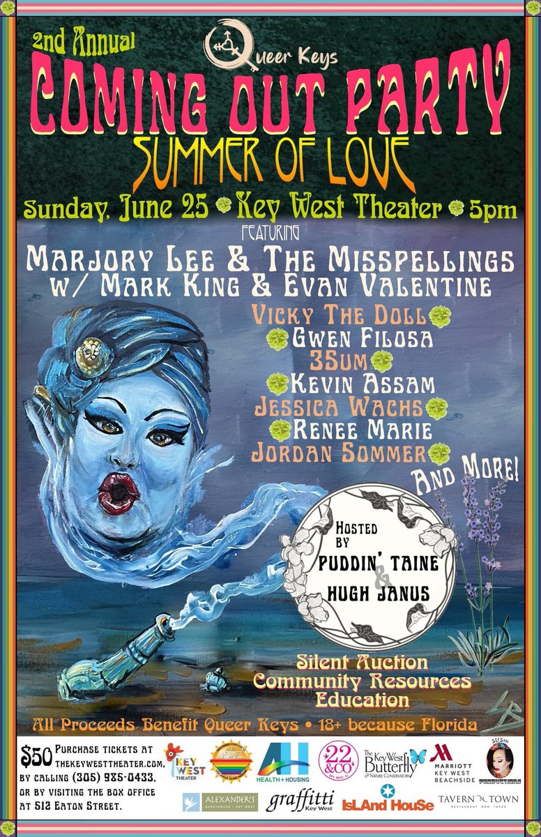 GwenFilosaMedia's tweet photo. The big ol’ @QueerKeysInc party/fundraiser is June 25 at @KWTheater! Tickets available for 18+ “because Florida,” the promo says. I’ll do some standup. Music, dance and drag. Check out this lineup! Tickets:l https://t.co/pBjrRuCA6y #queerstuff #becauseFlorida #queercomedy #LGBT https://t.co/o5Sye0ReWd