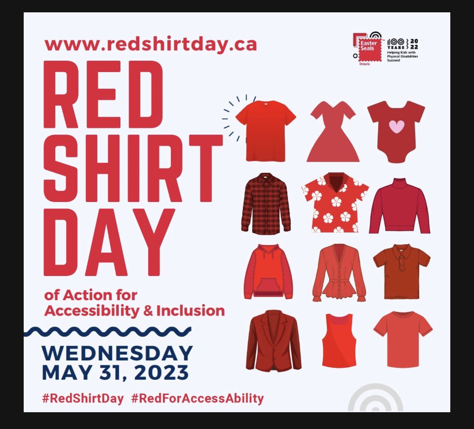 Tomorrow is #RedShirtDay, as part of National AccessAbility Week! hcdsb.info/redshirtday.
#RedShirtDay  #RedForAccessAbility <a href="/EasterSealsON/">Easter Seals Ontario</a> <a href="/hcdsbSEAC/">SEAC</a>.