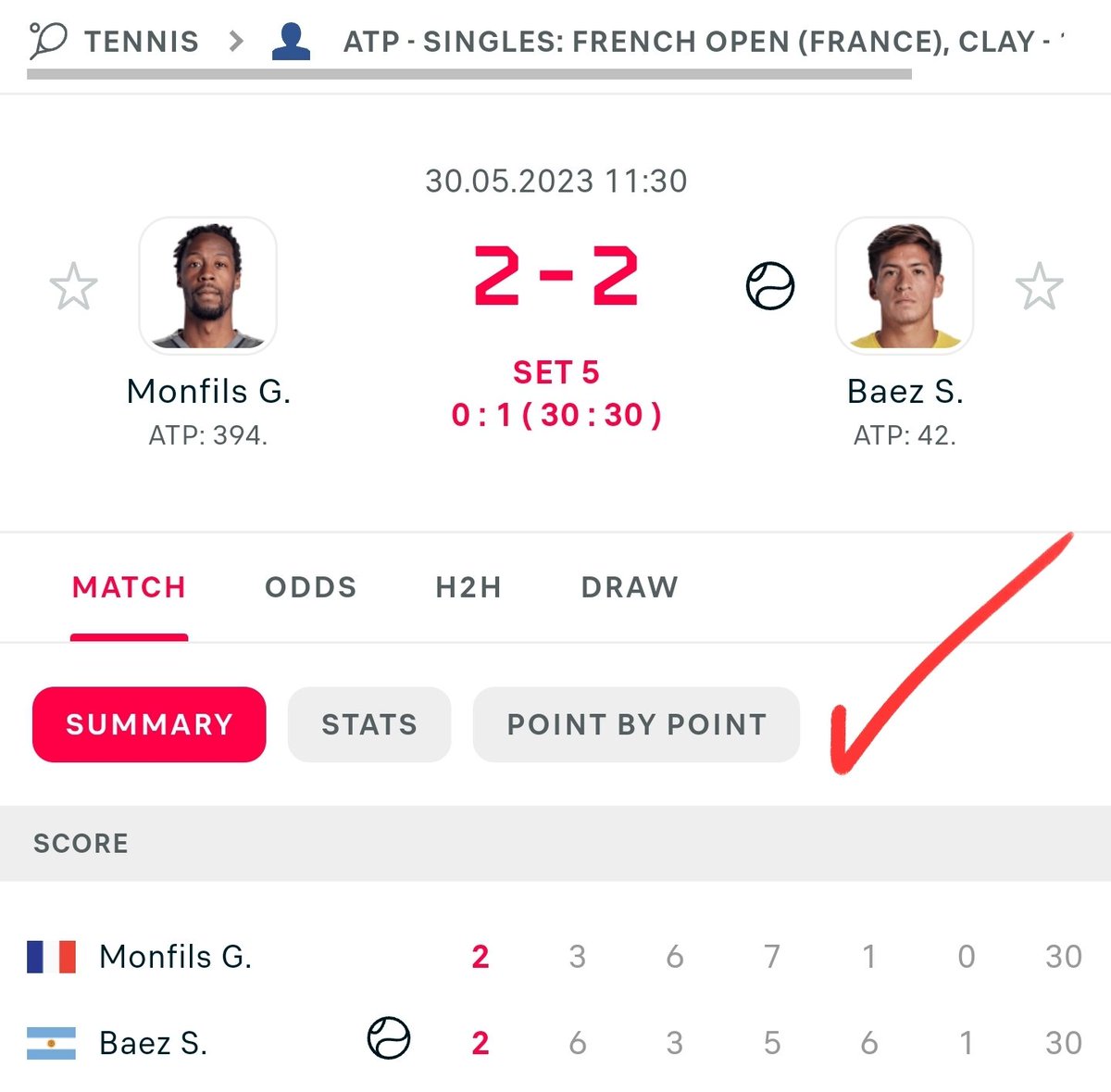 Premium Group 🔅‼️⛎️
#FrenchOpen2023 
Gael Monfils
🆚️
Sebastian Báez
💎☑️☑️☑️☑️☑️☑️☑️💎
💎Over 33.5 -143 💎
💎☑️☑️☑️☑️☑️☑️☑️💎
<a href="/Gael_Monfils/">Gael Monfils</a>  #Tennis
<a href="/sebaabaez7/">Sebastián Báez</a> <a href="/TennisChannel/">Tennis Channel</a>
#RolandGarros  <a href="/rolandgarros/">Roland-Garros</a> 
🐐☑️💎 Retweet &amp; Like 💎☑️🐐
