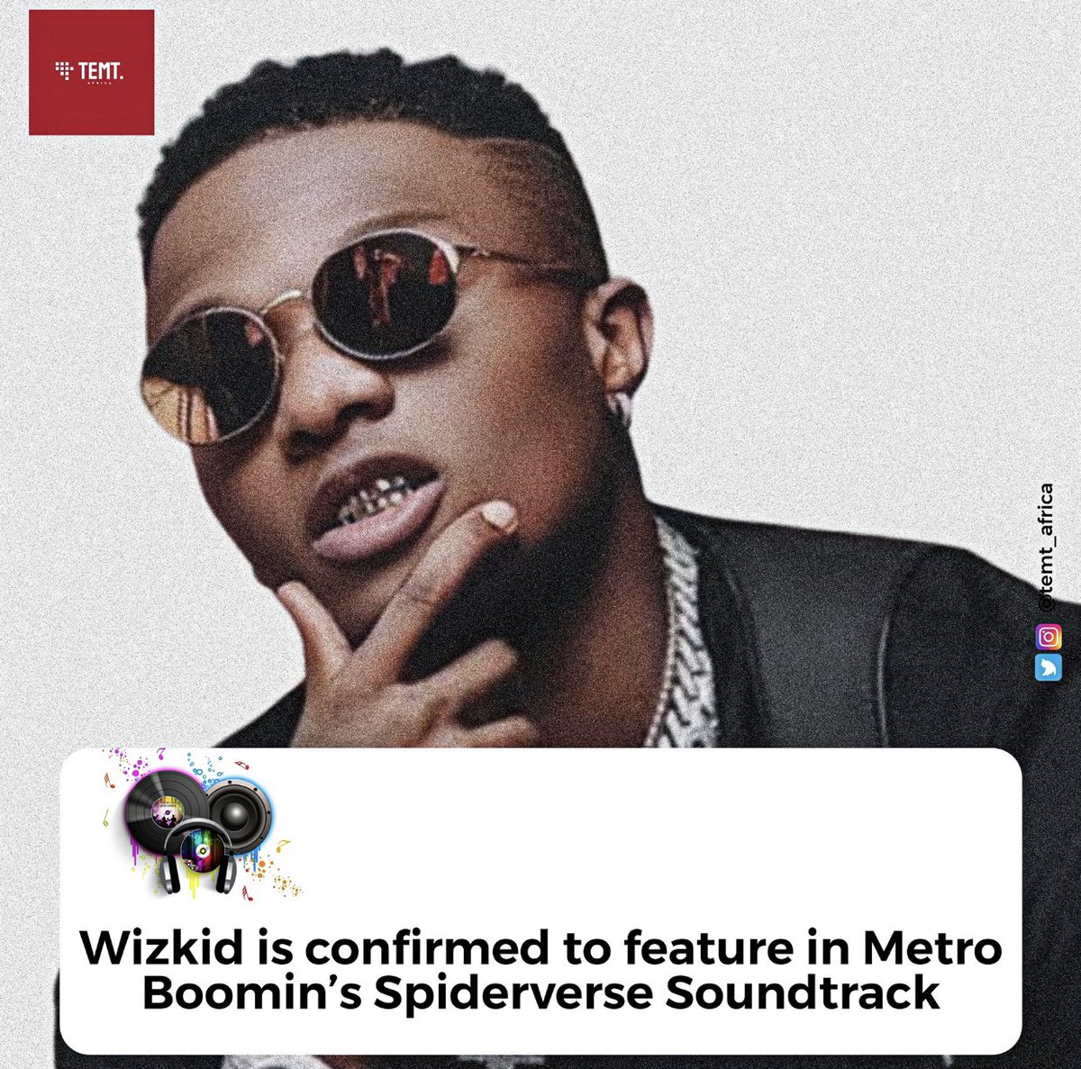 Temt_Africa's tweet photo. Wizkid is confirmed as a guest feature in Metro Boomin’s Spiderverse soundtrack album, scheduled for release this Friday, June 2nd, 2023.
.
#metroboomin #spiderverse #soundtrack #album #wizkid #music #soundtrackalbum https://t.co/Ovh1Rbx2em