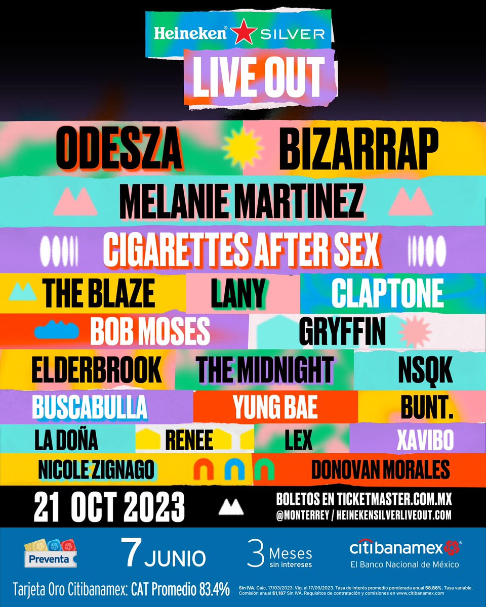 ¡Tenemos lineup de #HeinekenSilverLiveOut 2023! 💫

<a href="/ODESZA/">ODESZA</a>, <a href="/bizarrap/">bzrp</a>, <a href="/Claptone_/">Claptone</a>, <a href="/Bobmosesmusic/">Bob Moses</a>, <a href="/_elderbrook/">Elderbrook</a>, <a href="/gryffinofficial/">Gryffin</a> y más el 21 de octubre en Parque Fundidora 🪐🛸