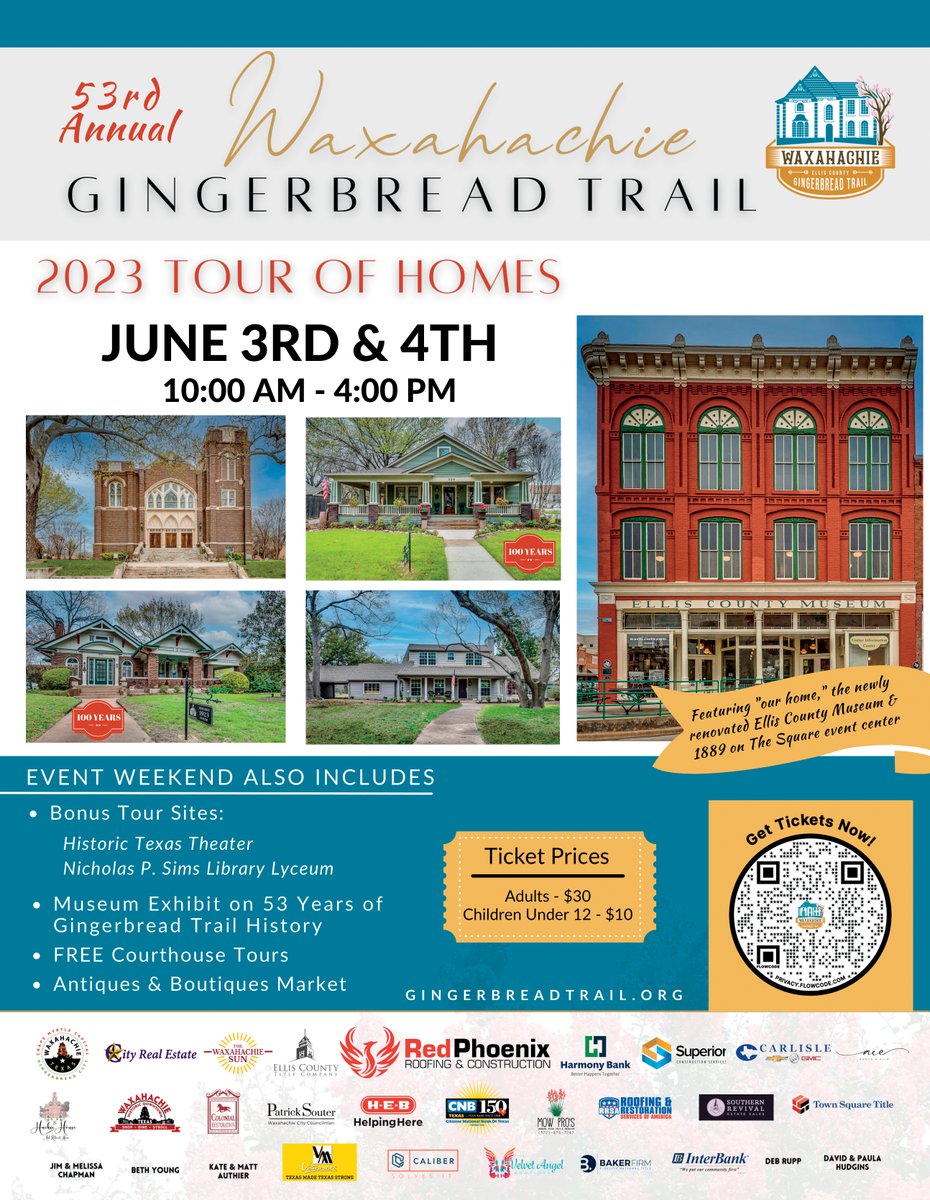 This week! We are so ready for the 53rd Annual Waxahachie Gingerbread Trail Tour of Homes! Buy your tickets at gingerbreadtrail.org 🏡 
<a href="/WaxSun/">The Waxahachie Sun</a> <a href="/VisitWaxahachie/">Waxahachie CVB</a>