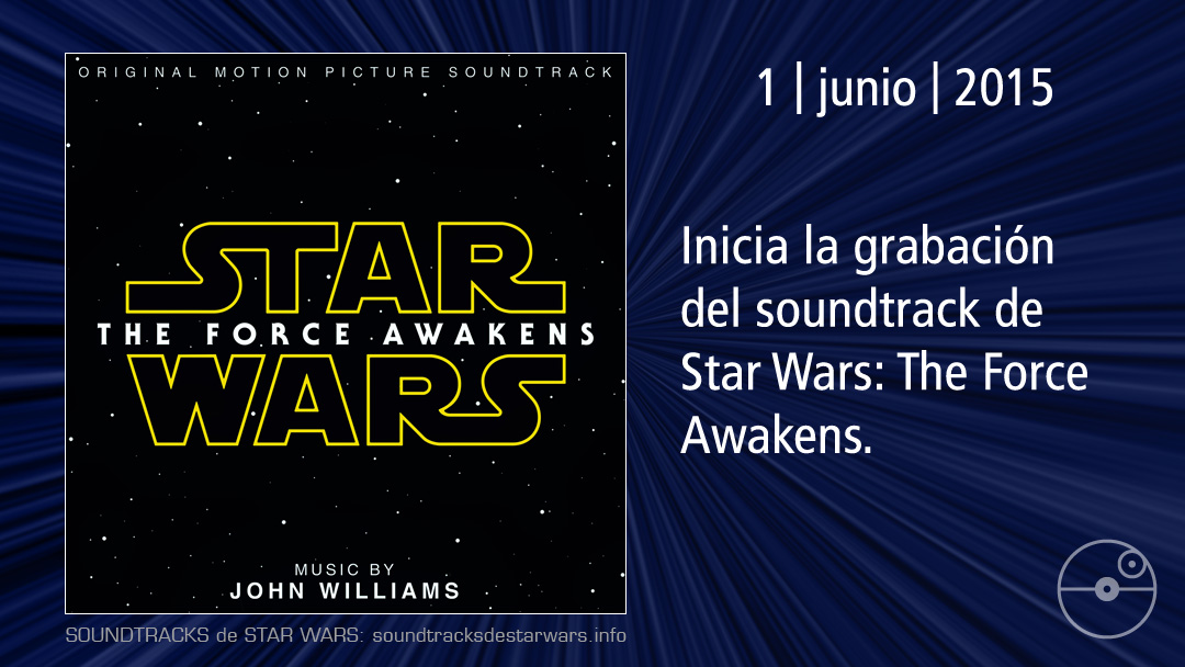 El 1 de junio de 2015 inicia la grabación del soundtrack de Star Wars: The Force Awakens.

On June 1, 2015, the recording of the Star Wars: The Force Awakens soundtrack begins.

#StarWars #JohnWilliams #StarWarsSoundtrack #TheForceAwakens