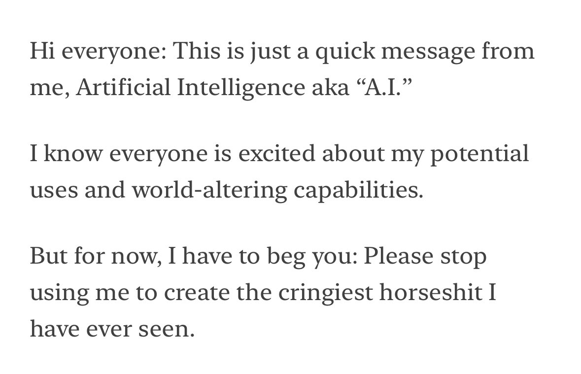 Please Stop Using Me for Cringy Horseshit, by A.I. open.substack.com/pub/jogblog/p/…
