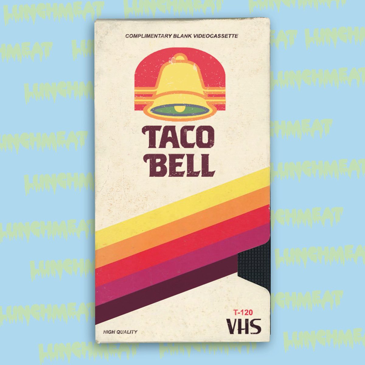 THIS ISN’T REAL! But it should be! 

Imagine if in the 90s @tacobell gave you a complimentary videocassette when you ordered a 10-box of tacos to-go. Would have been too rad. 

What are you recording on your TB VHS?!