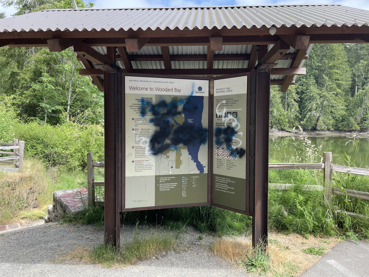 Hate has no place on public lands. None. Over Memorial Day weekend, someone vandalized the signs at the Woodard Bay NRCA near Olympia with hateful speech and symbols. When we learned about it, we responded immediately.