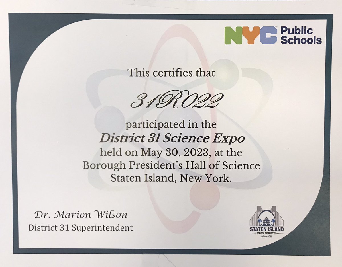 D31 Science Expo ♻️ Congrats to our PS 22 scientists invited to represent @ the NYC Public School Stem Expo 😊 Proud of you!!  @CSD31SI
@ps22si @MLDonath @staceyrappaport @ChrisESerrano @DrMarionWilson @JPatanio @CChavezD31 @FollowCSA #InspireD31 #SIStrongerTogether
 #elevateD31