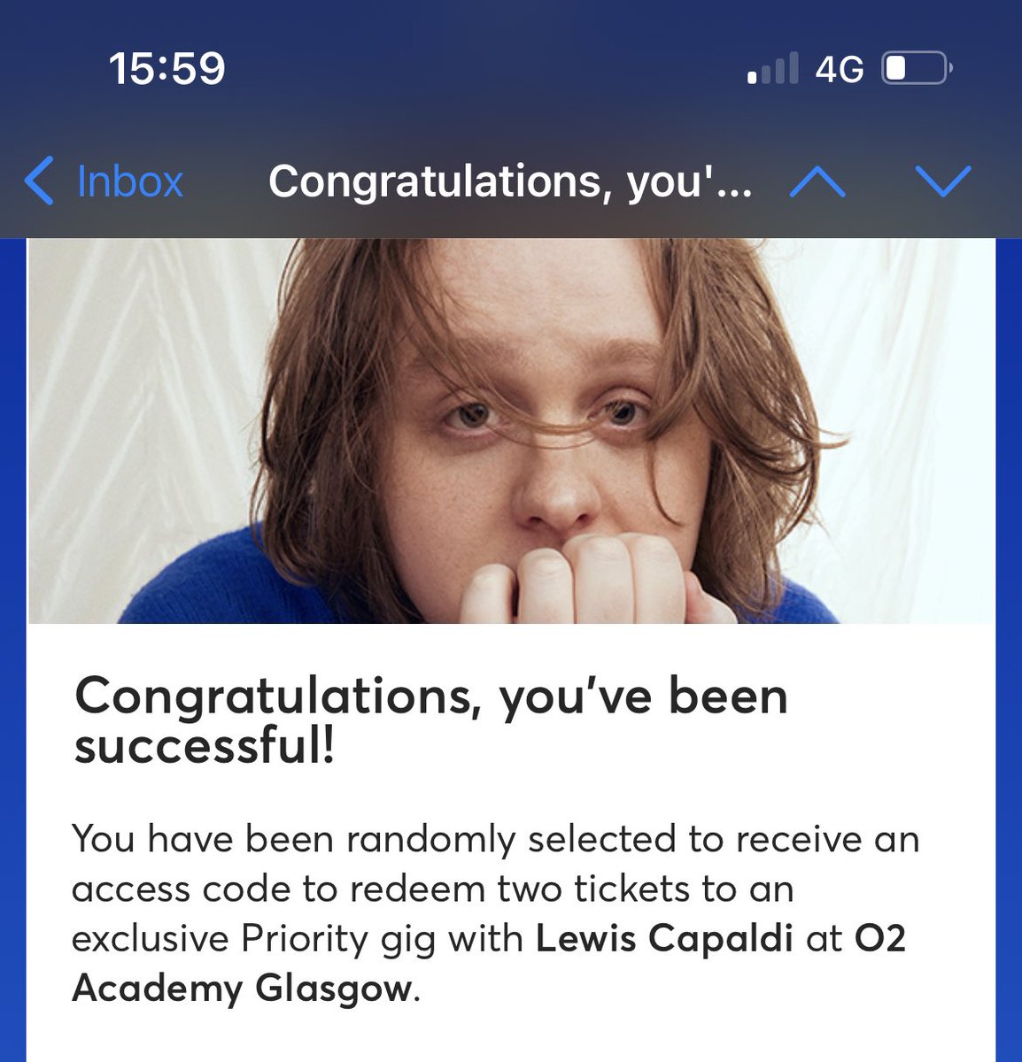 catybonner's tweet photo. I NEVER win anything but omgggg, I can’t cope get to see him twice in 1 years 😩😍😍😍 @LewisCapaldi see you next week😏😏💃🏼 https://t.co/ks3KBMdQ6Q